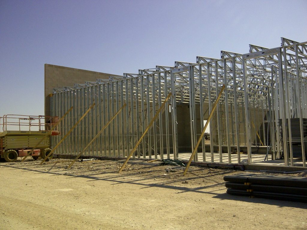 Steel frame construction site